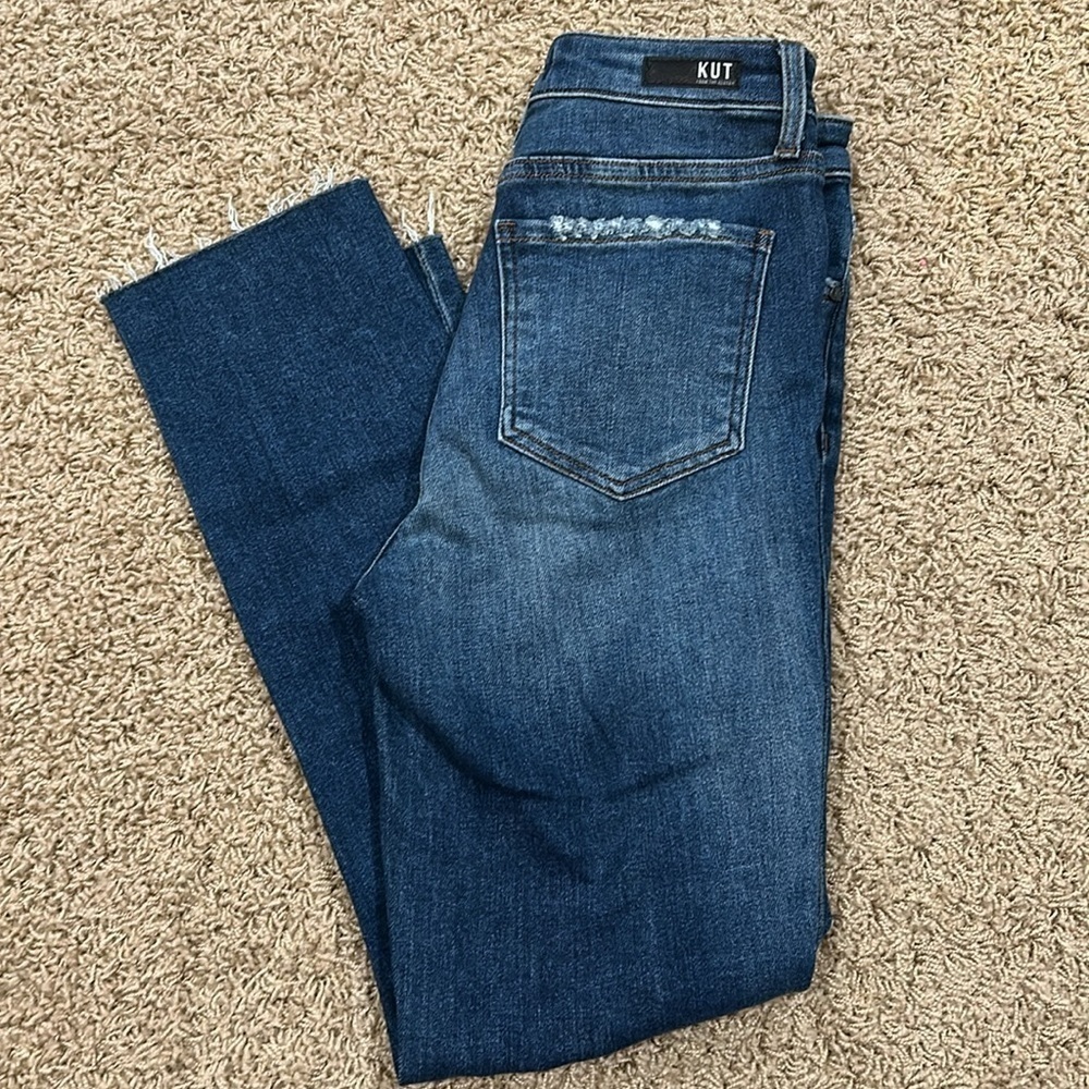 Kut From The Kloth High Rise Reese Fab Ab Ankle Straight Leg Jeans - Size 0 - Picture 5 of 7